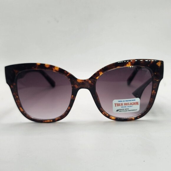 True Religion Tortoise Shell OVERSIZED Big Square Logo Sunglasses NWT TR66393